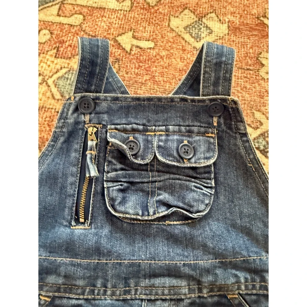 Old Navy Toddler Boys Denim Overalls Medium Wash‎ Cargo Pockets 4T Vintage 2004